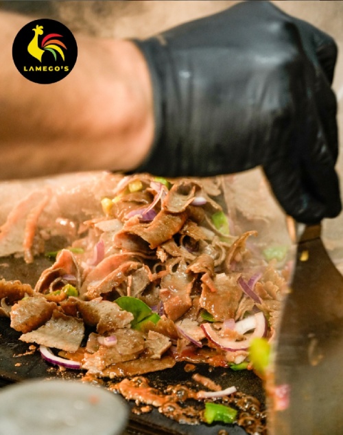      Lamego’s tasty doner kebab with sides. 